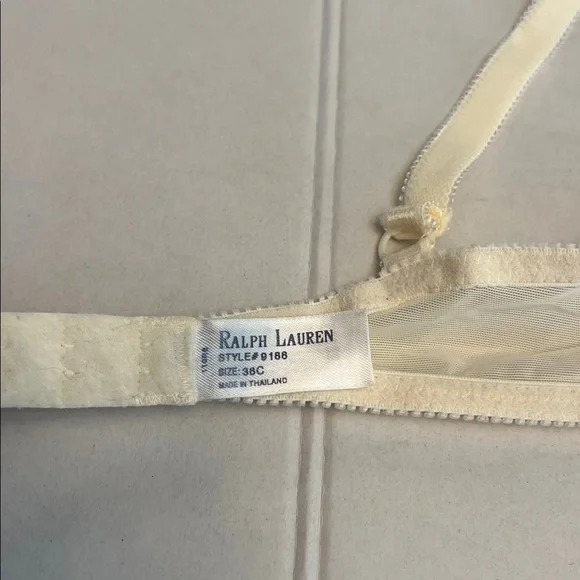 VINTAGE RALPH LAUREN SHEER NUDE UNLINED UNDERWIRE FLORAL LACE BRA SIZE 38C - Picture 7 of 13